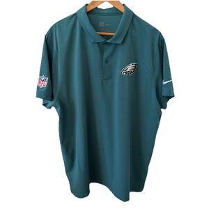 Philadelphia Eagles Nike Dri Fit Polo Shirt Mens XL Green Black Short Sleeve NFL